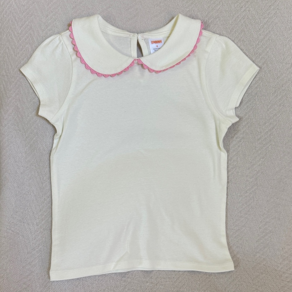 Girls' White and Cream Trim Top